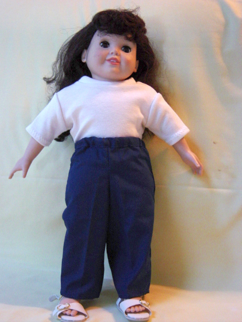 18" Pant set white/blu
